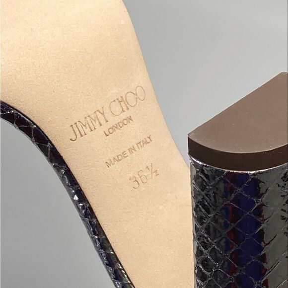Jimmy Choo Neena Croc-Embossed Metallic Leather Embellished Sandals size 36.5 - Picture 14 of 14
